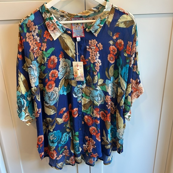 JOHNNY WAS Emma Lynn Button Down Shirt in Multi 2X NWT - Picture 5 of 14
